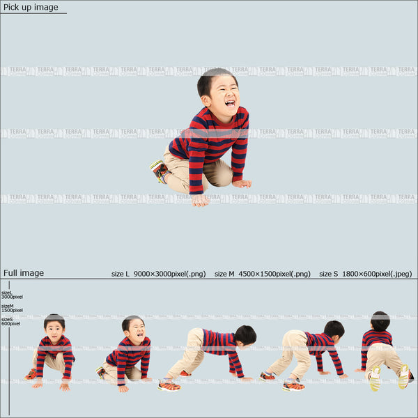 フリー人物切り抜き素材 遊ぶ カジュアル2子供男の子A 5方向セット