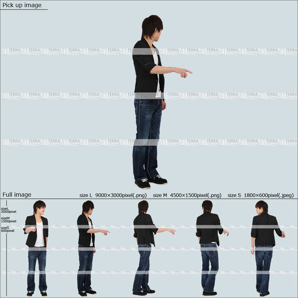 フリー人物切り抜き素材 Sサイズ無料 物を取る 中に手を伸ばすカジュアル1男性E 5方向セット