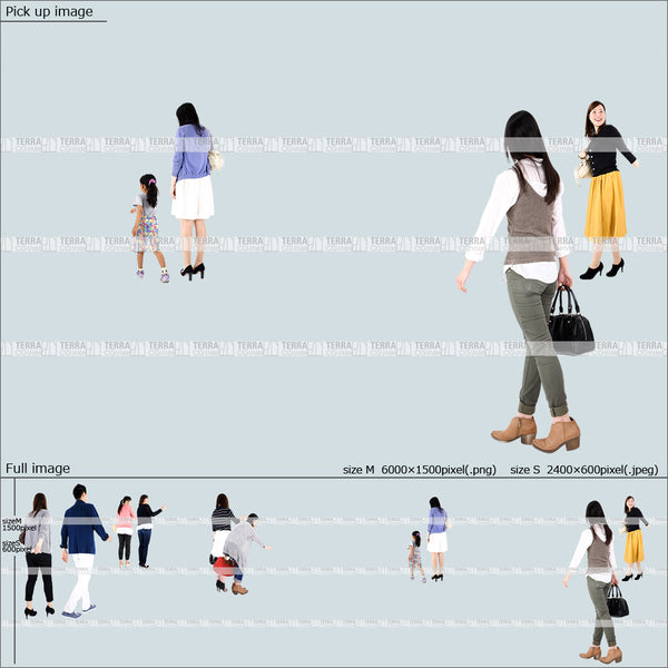 フリー人物切り抜き素材 この1枚でパースが描ける!配置済セットB