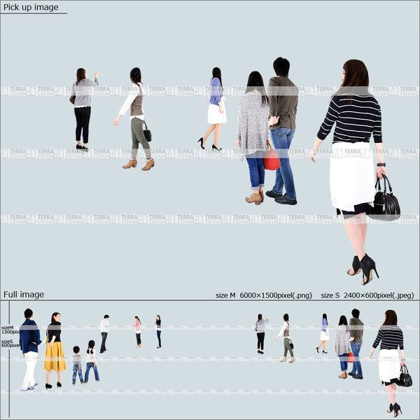 フリー人物切り抜き素材 この1枚でパースが描ける!配置済セットC