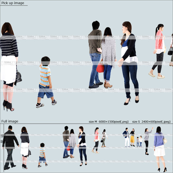 フリー人物切り抜き素材 この1枚でパースが描ける!配置済セットE