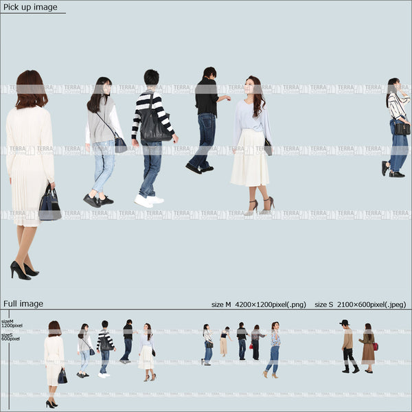 フリー人物切り抜き素材 この1枚でパースが描ける!配置済セットF