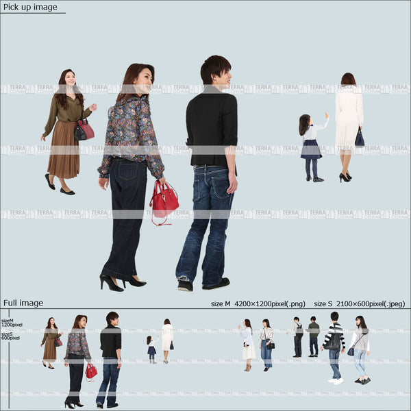 フリー人物切り抜き素材 この1枚でパースが描ける!配置済セットG
