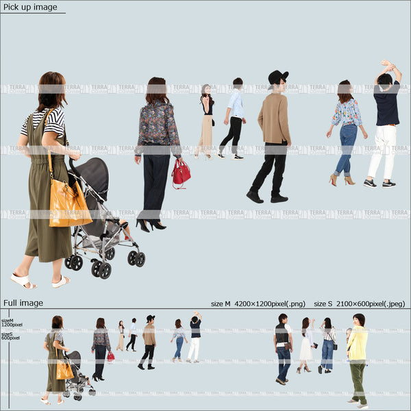 フリー人物切り抜き素材 この1枚でパースが描ける!配置済セットI