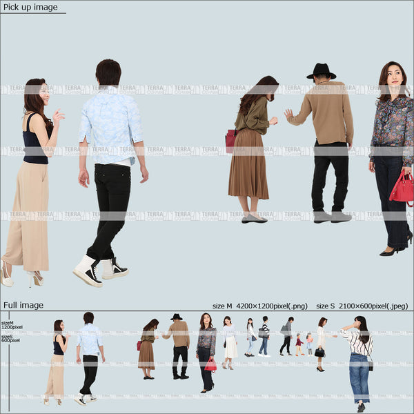 フリー人物切り抜き素材 この1枚でパースが描ける!配置済セットJ