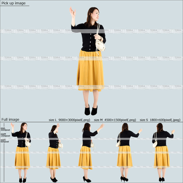 フリー人物切り抜き素材 Sサイズ無料 物を取る 上に手を伸ばすカジュアル2女性C 5方向セット