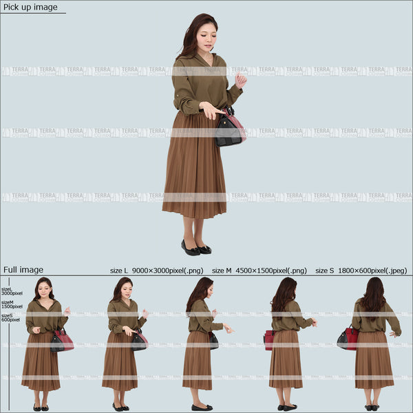 フリー人物切り抜き素材 Sサイズ無料 物を取る ボタンを押す 中に手を伸ばすカジュアル2女性F 5方向セット