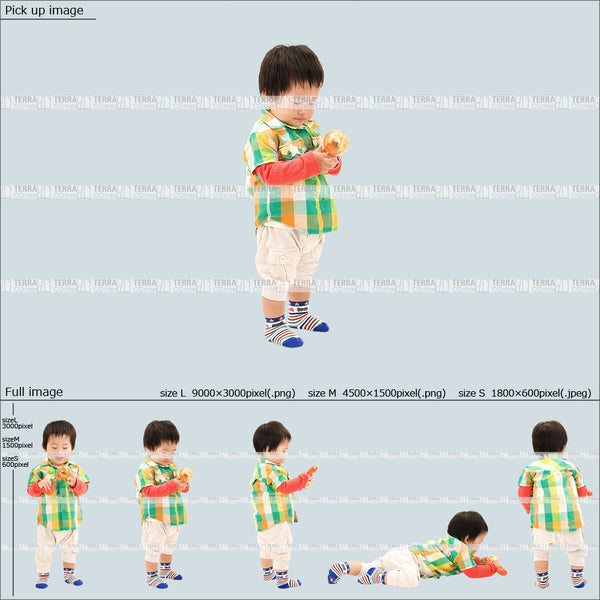 フリー人物切り抜き素材 歩く 立つ 遊ぶ 赤ちゃん 乳児カジュアル1男の子A 5方向セット