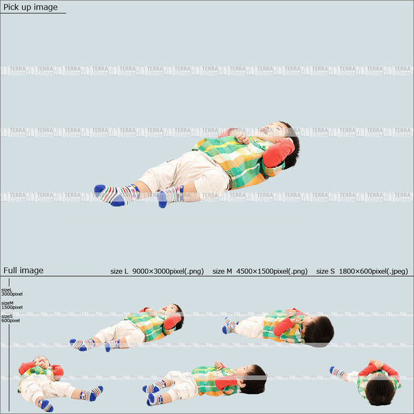 フリー人物切り抜き素材 寝る 赤ちゃん 乳児カジュアル1男の子A 5方向セット
