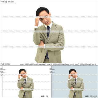 フリー人物切り抜き素材　イメージ写真　男性2　悲しい　悩む　オフィス　ビジネススーツ