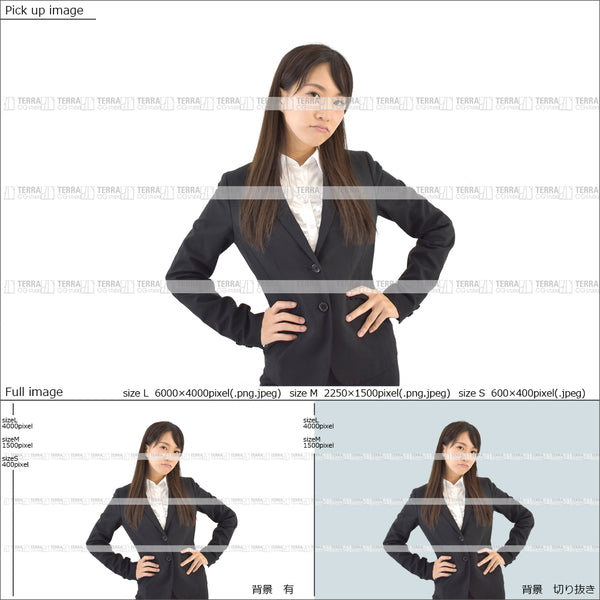 フリー人物切り抜き素材　イメージ写真　女性1　怒る　オフィス　ビジネススーツ