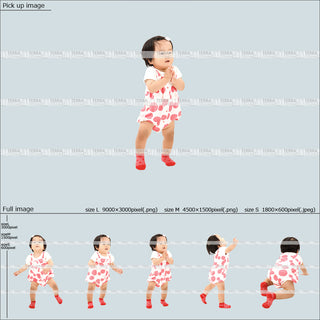 フリー人物切り抜き素材　歩く　立つ　遊ぶ　赤ちゃん　乳児カジュアル2女の子A　5方向セット