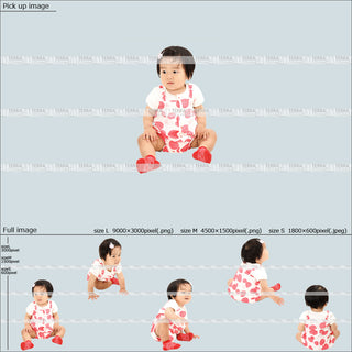 フリー人物切り抜き素材　座る　赤ちゃん　乳児カジュアル2女の子A　5方向セット